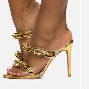 Cape Robbin Gold Chain Stiletto Heels